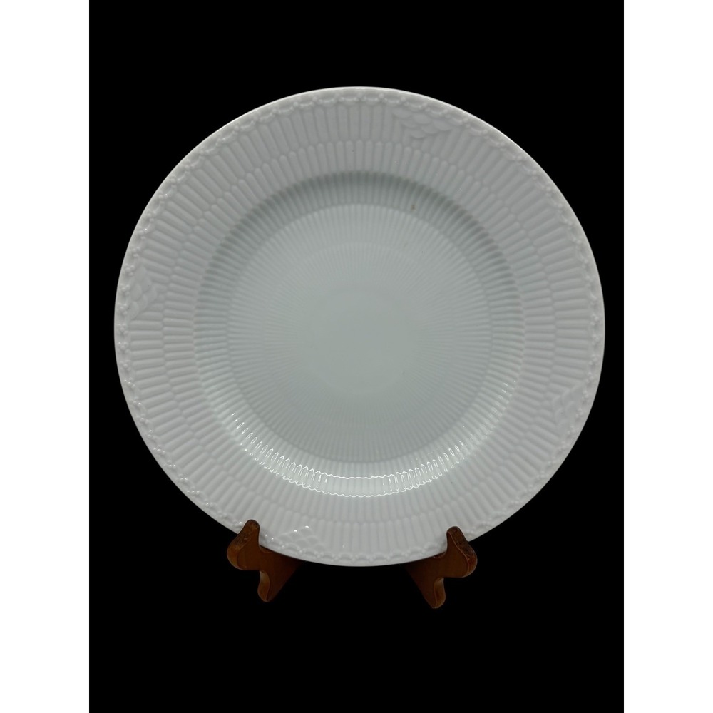 Royal Copenhagen White Half Lace Dinner Plate Fluted Porcelain Denmark